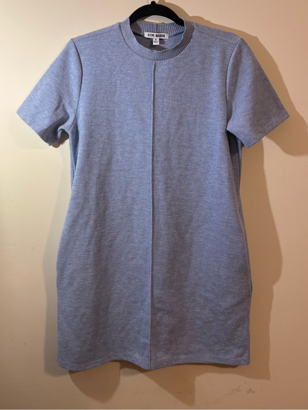 Steve Madden sweater dress women’s small seam down front Light Blue Short Sleeve